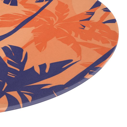 Silhouette mit blauer Palme, orangefarbener Hinter Schneidebrett (Ecke)