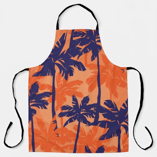Silhouette mit blauer Palme, orangefarbener Hinter Schürze (Vorderseite)