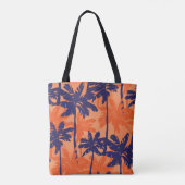 Silhouette mit blauer Palme, orangefarbener Hinter Tasche (Rückseite)