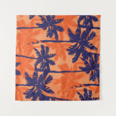 Silhouette mit blauer Palme, orangefarbener Hinter Wandteppich (Vorderseite (Horizontal))