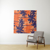 Silhouette mit blauer Palme, orangefarbener Hinter Wandteppich (Beispiel (Horizontal))