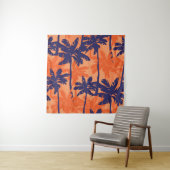 Silhouette mit blauer Palme, orangefarbener Hinter Wandteppich (Beispiel)