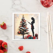Silhouette mit dekoriertem Weihnachtsbaum Serviette (Beispiel)