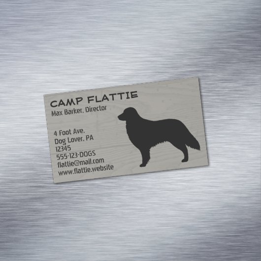 Silhouette mit flachbeschichtetem Retriever | Hund Magnetische Visitenkarte (Beispiel)