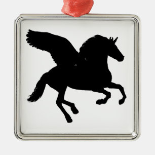 Silhouette mit Flügel Silbernes Ornament