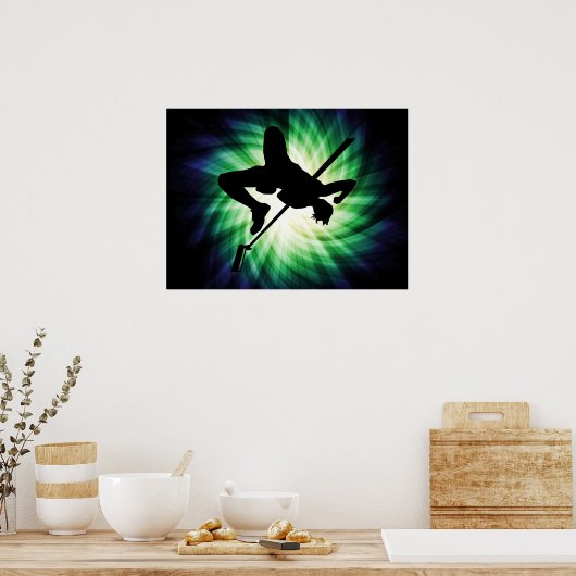 Silhouette mit hohem Sprung; Cool Poster (Küche)