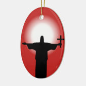 Silhouette mit Kreuz Keramikornament (Links)