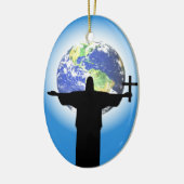 Silhouette mit Kreuz Keramikornament (Links)