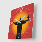 Silhouette mit Kreuz Quadratische Wanduhr (Winkel)