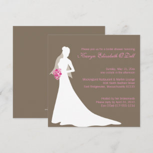 Silhouette mit rosa Blume Brautparty Einladung