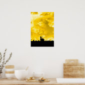 Silhouette mit Schornstein auf dem Dach Poster (Küche)