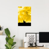 Silhouette mit Schornstein auf dem Dach Poster (Heimbüro)