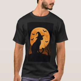 Silhouette mit Vollmond und Fledermäusen T-Shirt