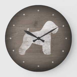 Silhouette mit weichem Wheaten Terrier Große Wanduhr