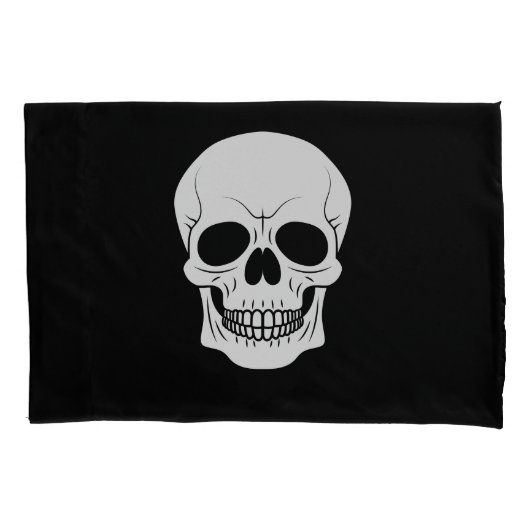 Silhouette mit weißem Schädel auf schwarzgotischem Kissenbezug (Vorderseite)