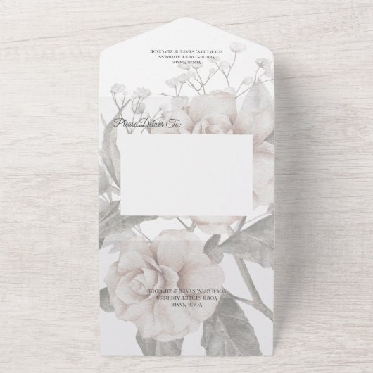 Silhouette mit weißer Rose zum Abendessen All In One Einladung (Außenbereich)