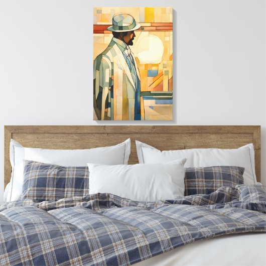 Silhouette Moderne farbenfrohe Wrapped Art Leinwan Leinwanddruck (Insitu (Schlafzimmer))