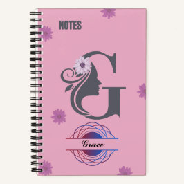 Silhouette Monogram Notebook - Benannt mit Letter  Notizblock