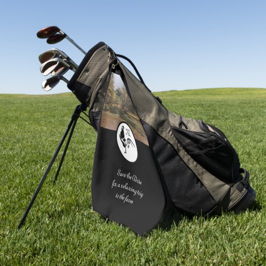 Silhouette-Monogramm-Foto für Schwarze Roster Golfhandtuch (Gras)