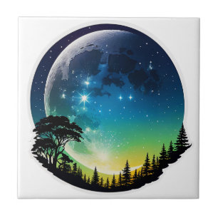 Silhouette Moon Night Fliese