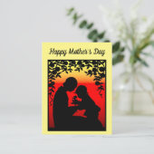 Silhouette Mother And Child Postcard Feiertagspostkarte (Stehend Vorderseite)