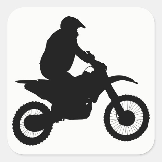 Silhouette Motocross Quadratischer Aufkleber (Vorderseite)