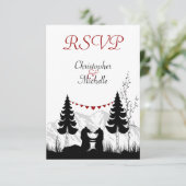 Silhouette Mountain Bears Hochzeiten RSVP Cards (Stehend Vorderseite)