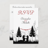 Silhouette Mountain Bears Hochzeiten RSVP Cards (Vorne/Hinten)