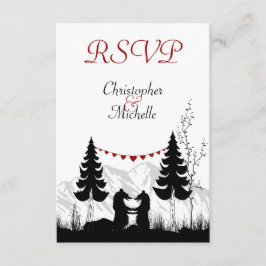 Silhouette Mountain Bears Hochzeiten RSVP Cards Karte