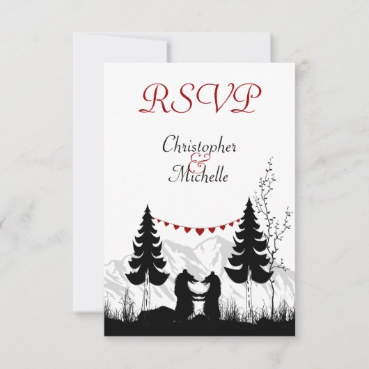 Silhouette Mountain Bears Hochzeiten RSVP Cards Karte (Vorderseite)