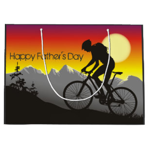Silhouette Mountain Bike Frohes Vatertag Große Geschenktüte