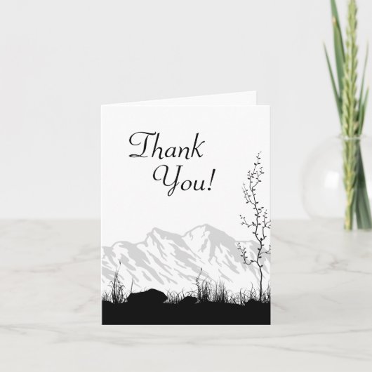 Silhouette Mountain Black and White Vielen Dank Dankeskarte (Vorderseite)