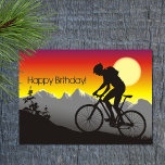 Silhouette Mountainbike zum Geburtstag Karte<br><div class="desc">Coole Silhouette Mountain Biking Sunrise Sonnenuntergang Geburtstag Grußkarte. Inside Gruß - "Herzlichen Glückwunsch zum Geburtstag und zum beststen Jahr aller Zeiten!" - Der Gruß kann personalisiert sein,  nach Ihren Wünschen zu lesen.</div>