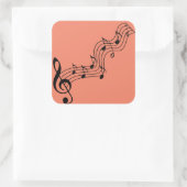 Silhouette-musical-note-clef-bass Quadratischer Aufkleber (Tasche)