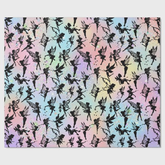 Silhouette Muster Funkelnd Regenbogen Geschenkpapier (Flach)