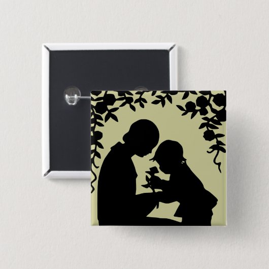 Silhouette-Mutter u. Kinderknopf Button (Vorne & Hinten)