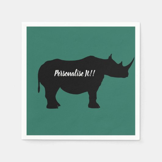 Silhouette Nashorn Serviette (Vorderseite)