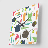 Silhouette niedlich Kitchen Tools Quadratische Wanduhr (Winkel)