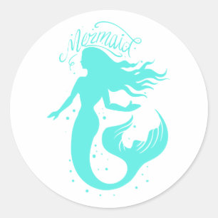 Silhouette of a mermaid - Choose background color Runder Aufkleber