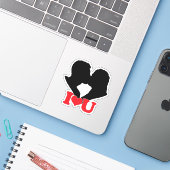 Silhouette of Couple Kissing With "I♥U" Aufkleber (Laptop mit iPhone)