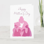 Silhouette of Mom and Daughter Minimalist Elegant Karte (Vorderseite)