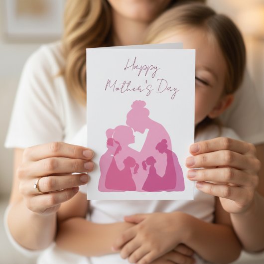 Silhouette of Mom and Daughter Minimalist Elegant Karte