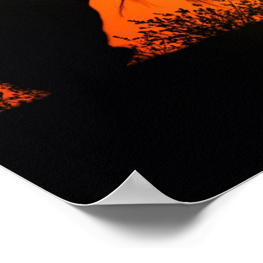 Silhouette of Two Horses at Sunset Poster (Ecke)