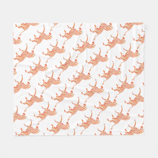 Silhouette Orange und White Zebra Fleecedecke (Vorderseite (Horizontal))