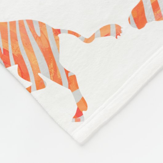 Silhouette Orange und White Zebra Fleecedecke (Ecke)