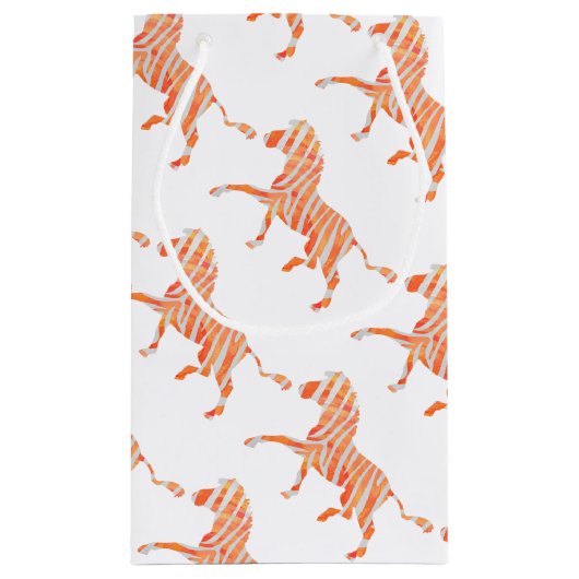 Silhouette Orange und White Zebra Kleine Geschenktüte (Rückseite)