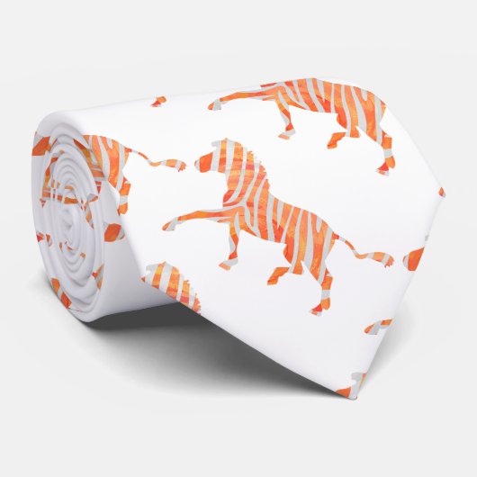 Silhouette Orange und White Zebra Krawatte (Gerollt)