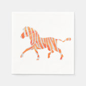 Silhouette Orange und White Zebra Serviette (Vorderseite)