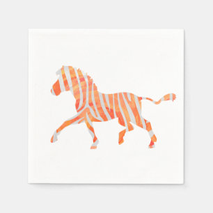 Silhouette Orange und White Zebra Serviette