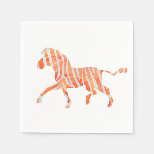 Silhouette Orange und White Zebra Serviette (Vorderseite)